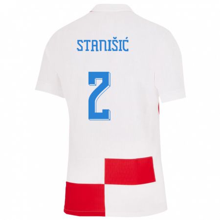 Kandiny Muži Chorvátsko Josip Stanisic #2 Biela Červená Dresy Hazai Csapatmez 24-26 Triĭká