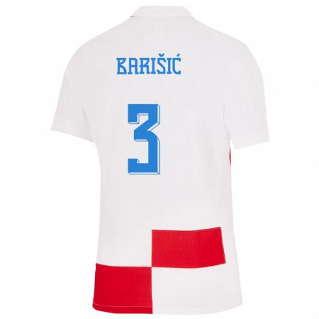 Kandiny Muži Chorvátsko Borna Barisic #3 Biela Červená Dresy Hazai Csapatmez 24-26 Triĭká