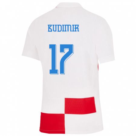 Kandiny Muži Chorvátsko Ante Budimir #17 Biela Červená Dresy Hazai Csapatmez 24-26 Triĭká
