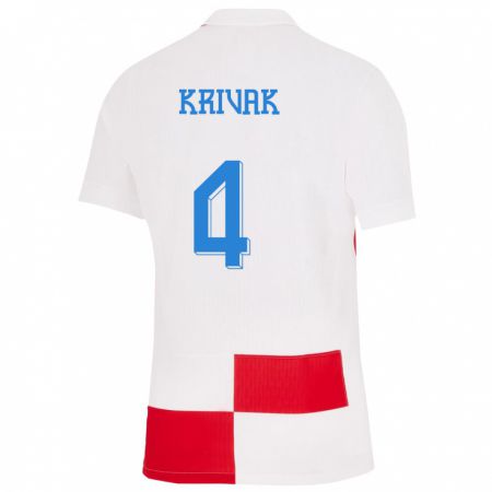 Kandiny Muži Chorvátsko Fabijan Krivak #4 Biela Červená Dresy Hazai Csapatmez 24-26 Triĭká