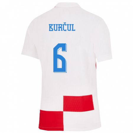 Kandiny Muži Chorvátsko Bruno Burcul #6 Biela Červená Dresy Hazai Csapatmez 24-26 Triĭká
