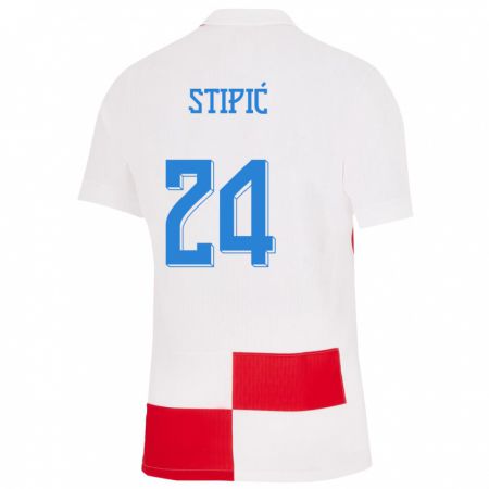 Kandiny Muži Chorvátsko Mihael Stipic #24 Biela Červená Dresy Hazai Csapatmez 24-26 Triĭká