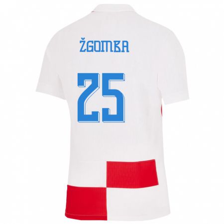 Kandiny Muži Chorvátsko Marin Zgomba #25 Biela Červená Dresy Hazai Csapatmez 24-26 Triĭká