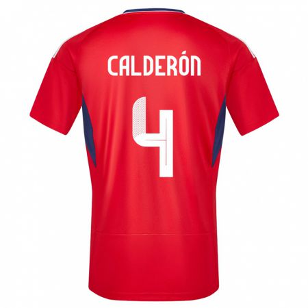 Kandiny Muži Kostarika Brandon Calderon #4 Červená Dresy Hazai Csapatmez 24-26 Triĭká