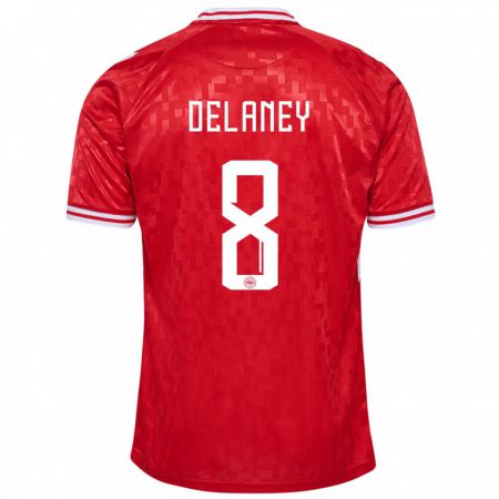 Kandiny Muži Dánsko Thomas Delaney #8 Červená Dresy Hazai Csapatmez 24-26 Triĭká