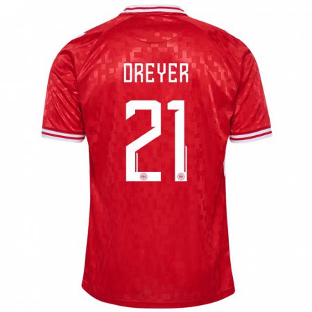Kandiny Muži Dánsko Anders Dreyer #21 Červená Dresy Hazai Csapatmez 24-26 Triĭká