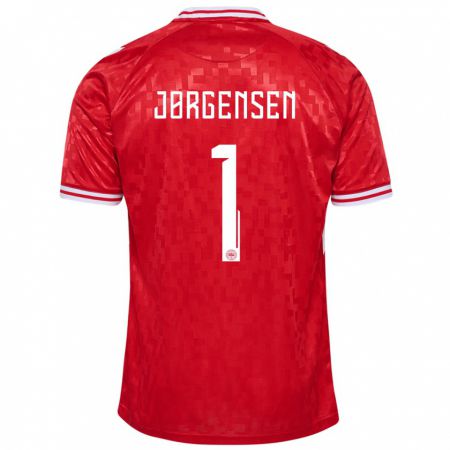 Kandiny Muži Dánsko Filip Jørgensen #1 Červená Dresy Hazai Csapatmez 24-26 Triĭká