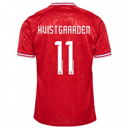 Kandiny Muži Dánsko Mathias Kvistgaarden #11 Červená Dresy Hazai Csapatmez 24-26 Triĭká