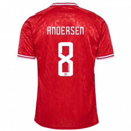 Kandiny Muži Dánsko Silas Andersen #8 Červená Dresy Hazai Csapatmez 24-26 Triĭká