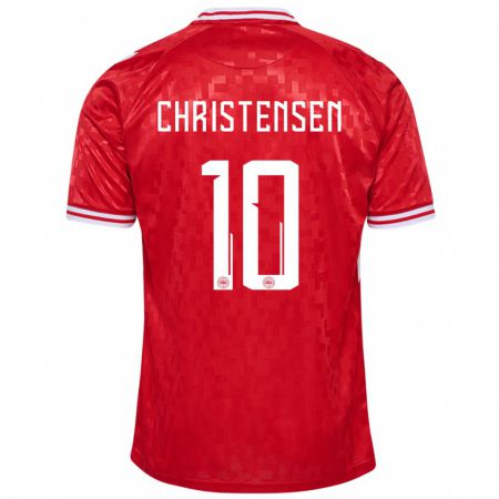 Kandiny Muži Dánsko Gustav Christensen #10 Červená Dresy Hazai Csapatmez 24-26 Triĭká