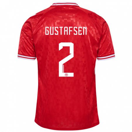 Kandiny Muži Dánsko Victor Gustafsen #2 Červená Dresy Hazai Csapatmez 24-26 Triĭká