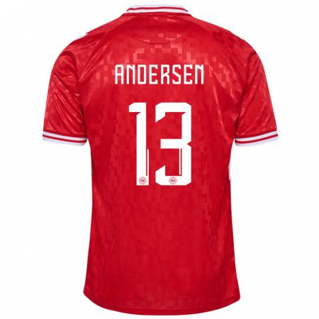 Kandiny Muži Dánsko Frej Andersen #13 Červená Dresy Hazai Csapatmez 24-26 Triĭká