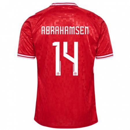 Kandiny Muži Dánsko Mads Abrahamsen #14 Červená Dresy Hazai Csapatmez 24-26 Triĭká