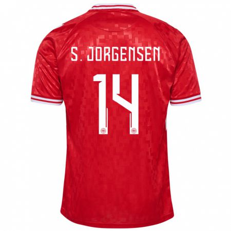 Kandiny Muži Dánsko Sebastian Jorgensen #14 Červená Dresy Hazai Csapatmez 24-26 Triĭká