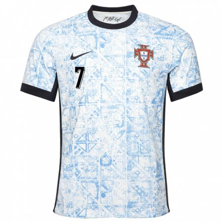Kandiny Muži Portugalsko Fabio Carvalho #7 Krémovo Modrá Dresy Idegenbeli Csapatmez 24-26 Triĭká