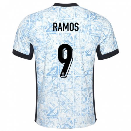 Kandiny Muži Portugalsko Goncalo Ramos #9 Krémovo Modrá Dresy Idegenbeli Csapatmez 24-26 Triĭká