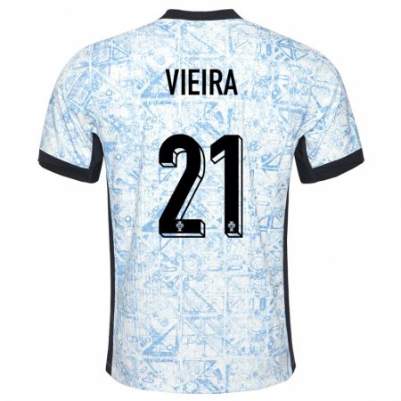 Kandiny Muži Portugalsko Fabio Vieira #21 Krémovo Modrá Dresy Idegenbeli Csapatmez 24-26 Triĭká