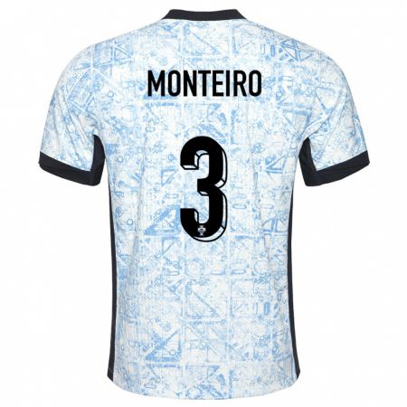 Kandiny Muži Portugalsko Diogo Monteiro #3 Krémovo Modrá Dresy Idegenbeli Csapatmez 24-26 Triĭká