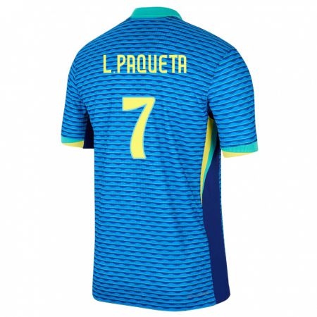 Kandiny Muži Brazília Lucas Paqueta #7 Modrá Dresy Idegenbeli Csapatmez 24-26 Triĭká