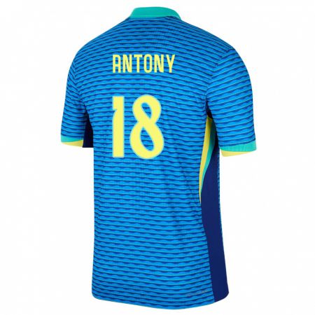 Kandiny Muži Brazília Antony #18 Modrá Dresy Idegenbeli Csapatmez 24-26 Triĭká