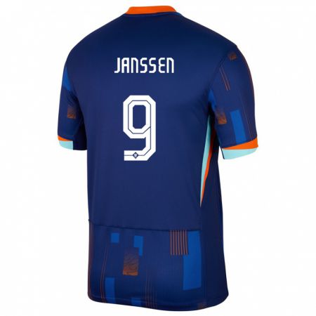 Kandiny Muži Holandsko Vincent Janssen #9 Modrá Dresy Idegenbeli Csapatmez 24-26 Triĭká