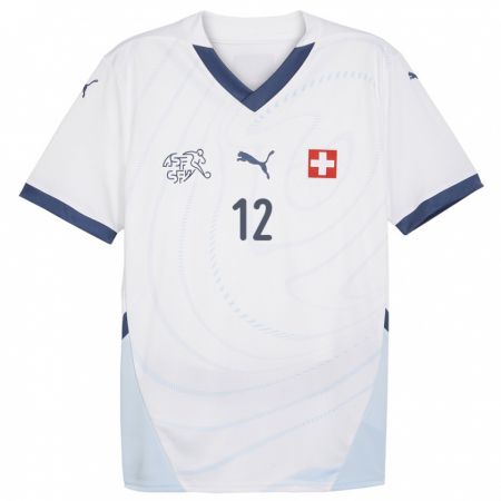 Kandiny Muži Švajčiarsko David Von Ballmoos #12 Biely Dresy Idegenbeli Csapatmez 24-26 Triĭká