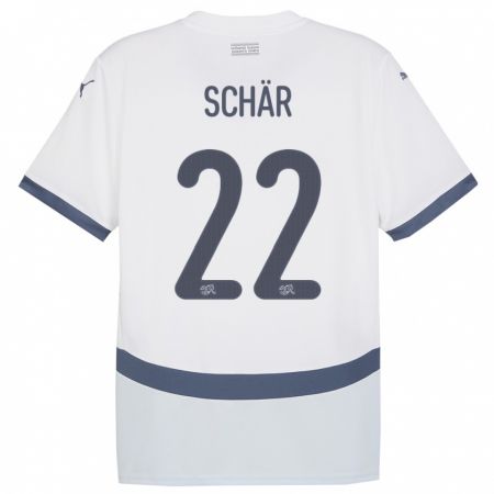 Kandiny Muži Švajčiarsko Fabian Schar #22 Biely Dresy Idegenbeli Csapatmez 24-26 Triĭká