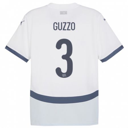Kandiny Muži Švajčiarsko Ramon Guzzo #3 Biely Dresy Idegenbeli Csapatmez 24-26 Triĭká