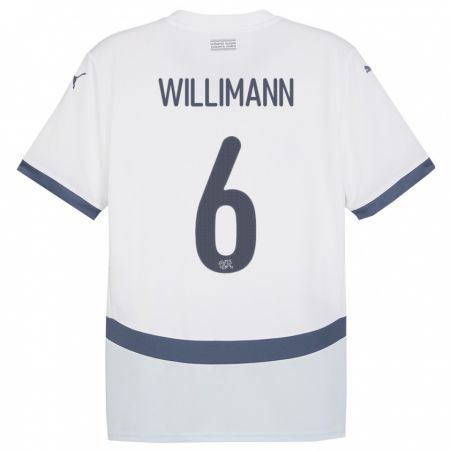 Kandiny Muži Švajčiarsko Mauricio Willimann #6 Biely Dresy Idegenbeli Csapatmez 24-26 Triĭká