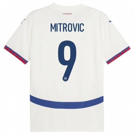Kandiny Muži Srbsko Aleksandar Mitrovic #9 Biely Dresy Idegenbeli Csapatmez 24-26 Triĭká