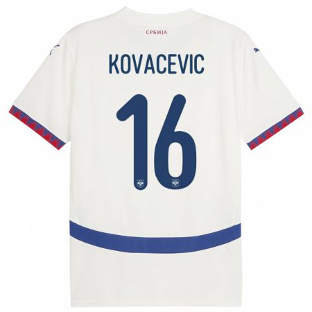 Kandiny Muži Srbsko Bojan Kovacevic #16 Biely Dresy Idegenbeli Csapatmez 24-26 Triĭká