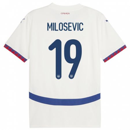 Kandiny Muži Srbsko Jovan Milosevic #19 Biely Dresy Idegenbeli Csapatmez 24-26 Triĭká
