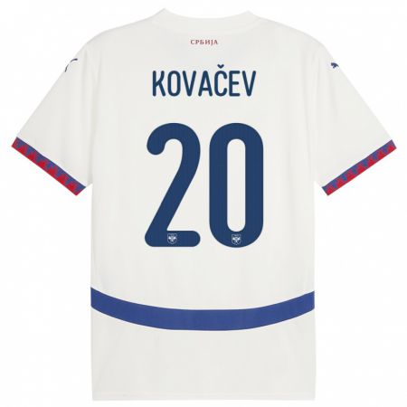 Kandiny Muži Srbsko Milan Kovacev #20 Biely Dresy Idegenbeli Csapatmez 24-26 Triĭká