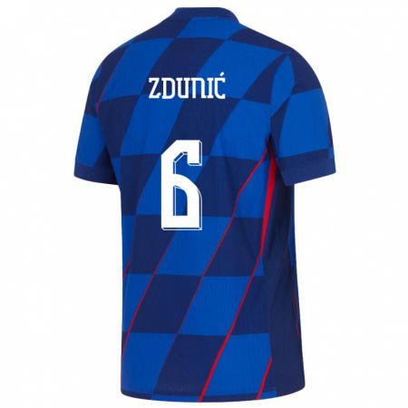 Kandiny Muži Chorvátsko Lea Zdunic #6 Modrá Dresy Idegenbeli Csapatmez 24-26 Triĭká