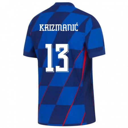 Kandiny Muži Chorvátsko Kresimir Krizmanic #13 Modrá Dresy Idegenbeli Csapatmez 24-26 Triĭká