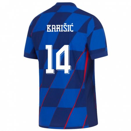 Kandiny Muži Chorvátsko Teo Barisic #14 Modrá Dresy Idegenbeli Csapatmez 24-26 Triĭká