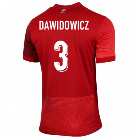 Kandiny Muži Poľsko Pawel Dawidowicz #3 Červená Dresy Idegenbeli Csapatmez 24-26 Triĭká