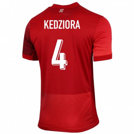 Kandiny Muži Poľsko Tomasz Kedziora #4 Červená Dresy Idegenbeli Csapatmez 24-26 Triĭká