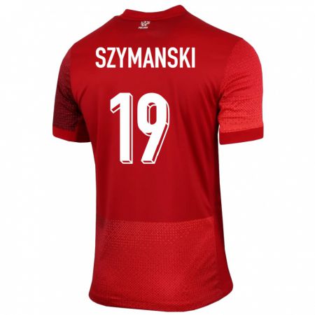 Kandiny Muži Poľsko Sebastian Szymanski #19 Červená Dresy Idegenbeli Csapatmez 24-26 Triĭká