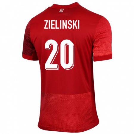 Kandiny Muži Poľsko Piotr Zielinski #20 Červená Dresy Idegenbeli Csapatmez 24-26 Triĭká