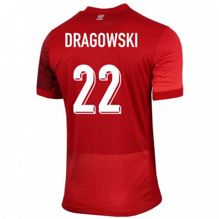 Kandiny Muži Poľsko Bartlomiej Dragowski #22 Červená Dresy Idegenbeli Csapatmez 24-26 Triĭká