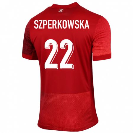 Kandiny Muži Poľsko Oliwia Szperkowska #22 Červená Dresy Idegenbeli Csapatmez 24-26 Triĭká