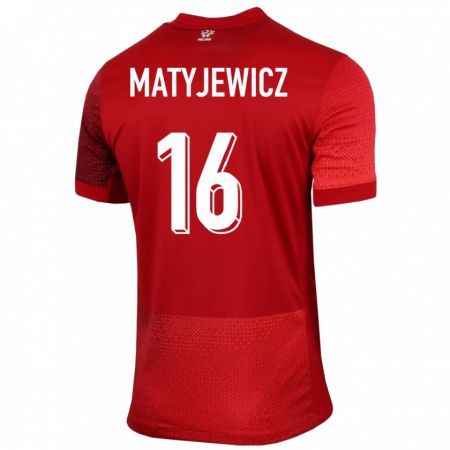 Kandiny Muži Poľsko Wiktor Matyjewicz #16 Červená Dresy Idegenbeli Csapatmez 24-26 Triĭká