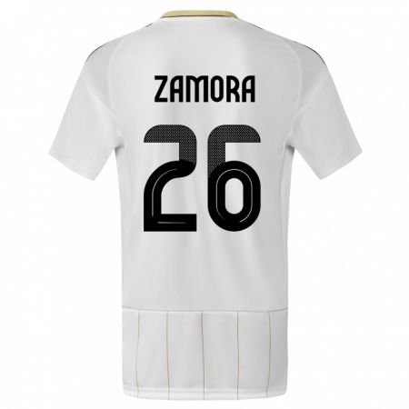 Kandiny Muži Kostarika Alvaro Zamora #26 Biely Dresy Idegenbeli Csapatmez 24-26 Triĭká