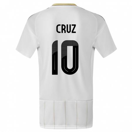 Kandiny Muži Kostarika Shirley Cruz #10 Biely Dresy Idegenbeli Csapatmez 24-26 Triĭká