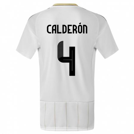 Kandiny Muži Kostarika Brandon Calderon #4 Biely Dresy Idegenbeli Csapatmez 24-26 Triĭká
