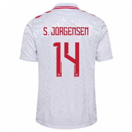 Kandiny Muži Dánsko Sebastian Jorgensen #14 Biely Dresy Idegenbeli Csapatmez 24-26 Triĭká