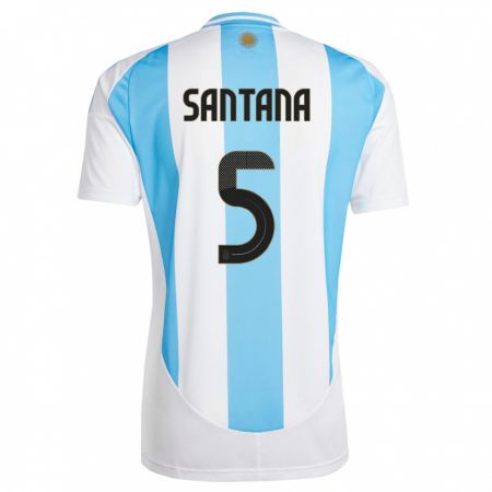 Kandiny Ženy Argentína Vanesa Santana #5 Biela Modrá Dresy Hazai Csapatmez 24-26 Triĭká