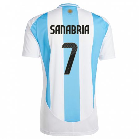 Kandiny Ženy Argentína Mateo Sanabria #7 Biela Modrá Dresy Hazai Csapatmez 24-26 Triĭká