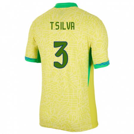 Kandiny Ženy Brazília Thiago Silva #3 Žltá Dresy Hazai Csapatmez 24-26 Triĭká